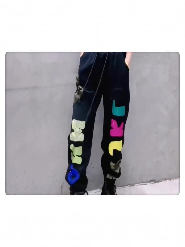 パンツ レディース 秋冬 迷彩 カーゴパンツ 裏起毛 ワークパンツ テーパードパンツ ストリート カジュアル ブラック(4)