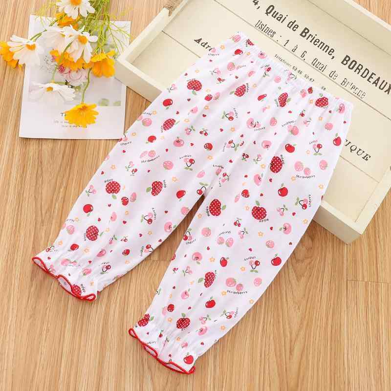 子供服 パンツ ベビー 薄手 防蚊 九分丈 綿100% 夏用 幼児 女児 花柄 迷彩柄 通気性 中腰 ウエストゴム 80cm 90cm 100cm 110cm