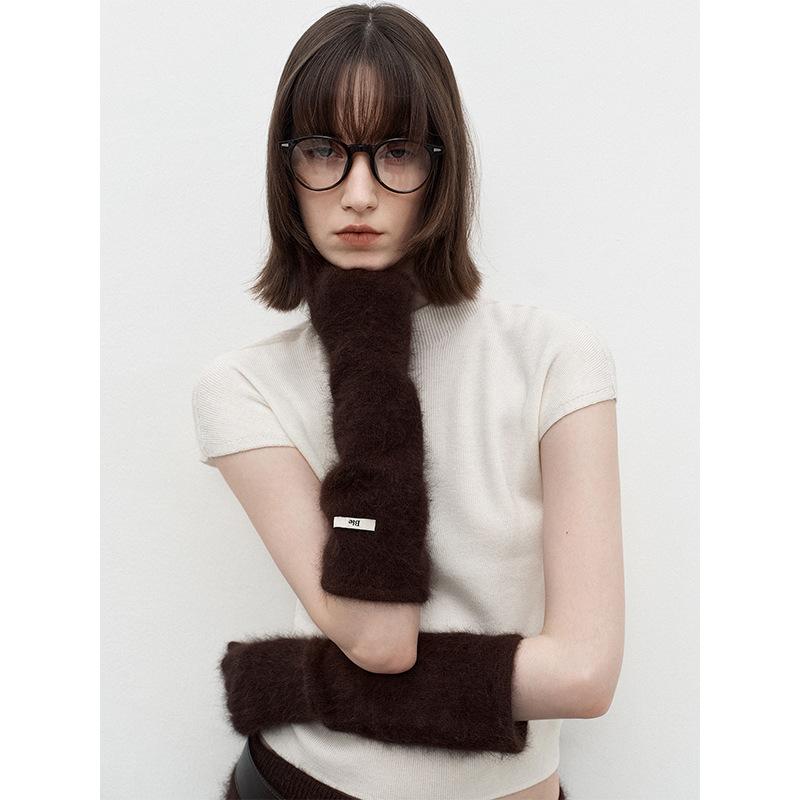 手袋 レディース 秋冬用 手袋 防寒 保温 グローブ 高級感 あったか 素材 5本指タイプ おしゃれ レトロ 文学的なスタイル アカデミック 塩味の灰色がかった緑色 チョコレート 月光白 干し草ベージュ(x2)