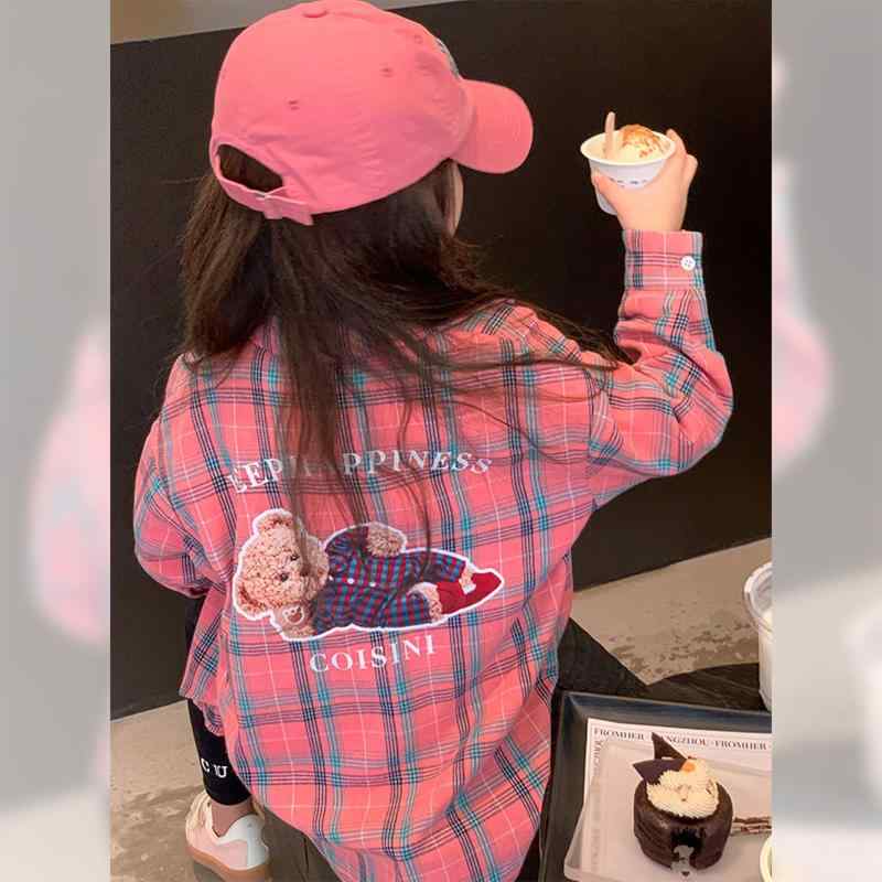 子供服 シャツ ガールズ チェック柄 長袖 アウター かわいい 襟付き トップス 春秋 普段着 おしゃれ着 ..