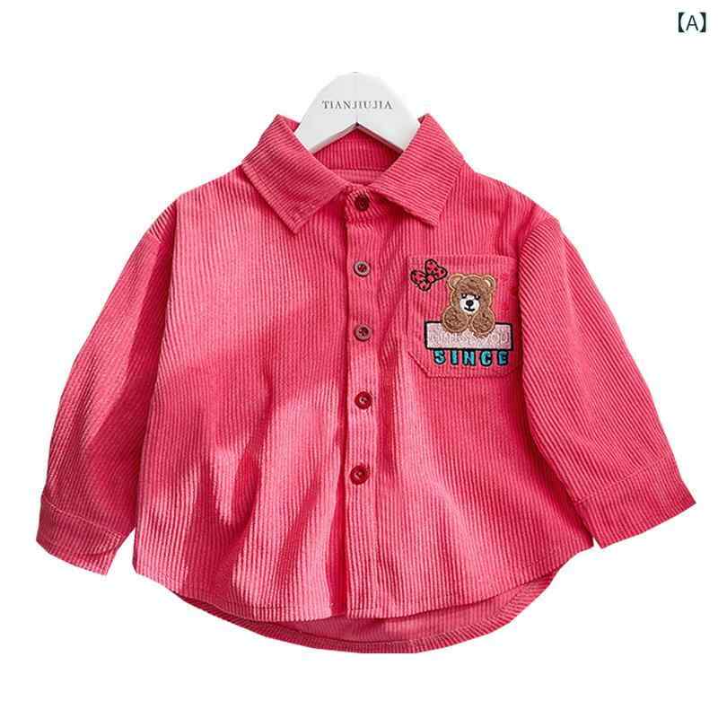 シャツ キッズ 長袖 コーデュロイ シャツ ブラウス 子供服 トップス 春秋 格子柄 80cm 90cm 100cm 110c..