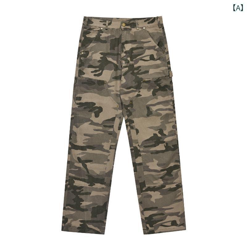 パンツ メンズ 男性用 迷彩柄 カーゴパンツ ミリタリーパンツ ストレート ゆったり ズボン 綿100% カジュアル アウトドア ダンス 春夏