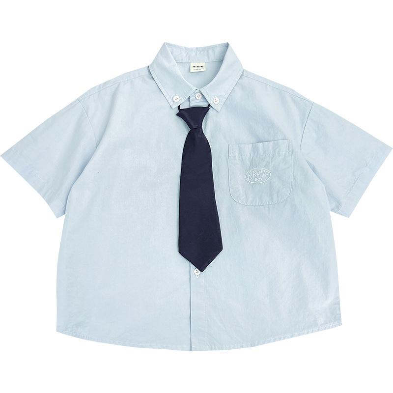 シャツ 男児用 半袖 コットン 夏物 子供服 トップス 中高学年 140cm 150cm 160cm 170cm 180cm ホワイト..