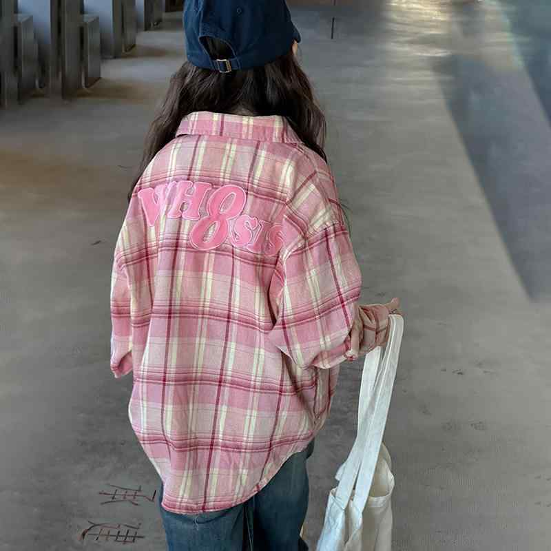 シャツ ガールズ 子供服 女の子 長袖 格子柄 春秋 韓国風 コットン 120cm 130cm 140cm 150cm 160cm 170..