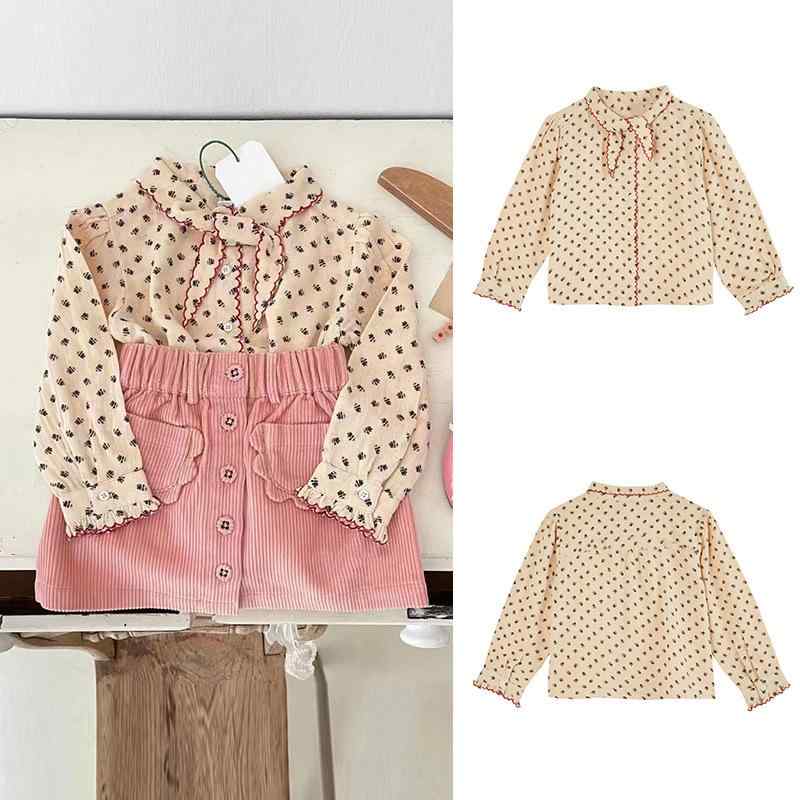シャツ ガールズ 子供服 長袖 秋冬 綿100% 磨き加工 襟付き 花柄 韓国風 トップス ブラウス 女の子 90c..