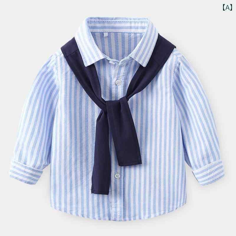 シャツ キッズ 男の子 長袖 ストライプ コットン 春秋 カジュアル 100cm 110cm 120cm 130cm