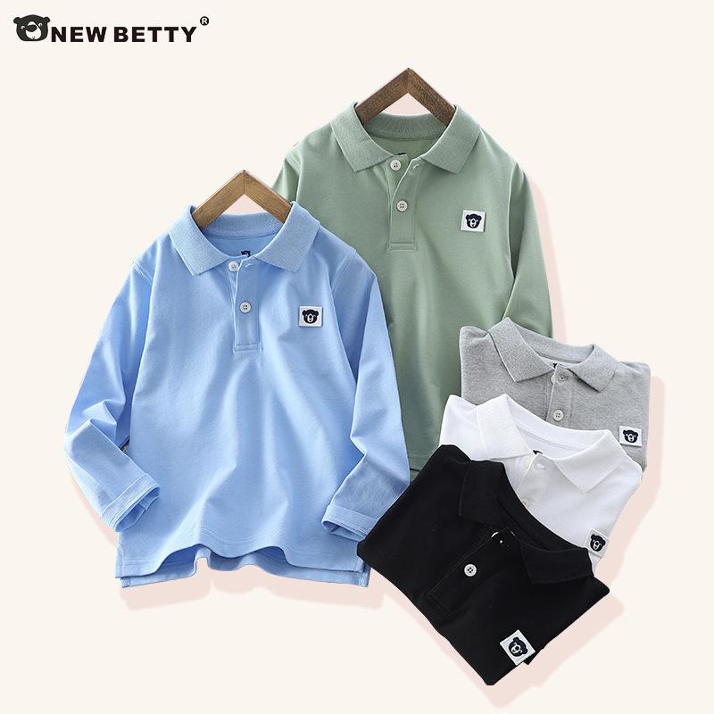 ポロシャツ キッズ 長袖 春秋 韓国風 コットン 立襟 トップス カットソー 子供服 男の子 女の子 中学生..