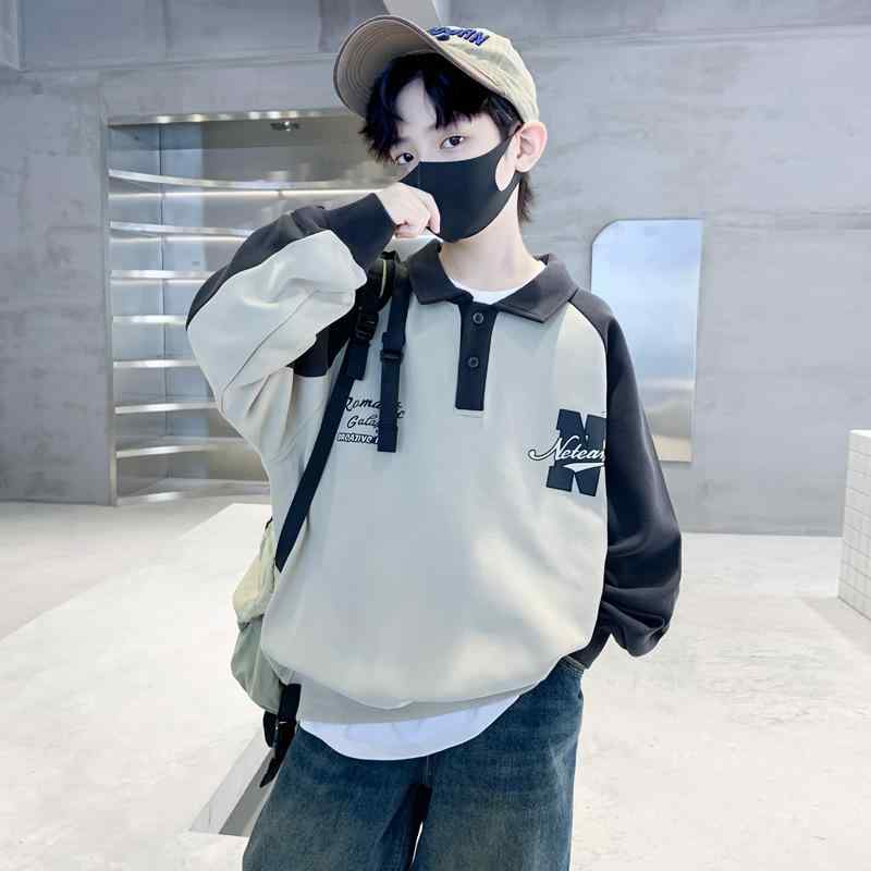 子供用トレーナー 長袖Tシャツ ポロシャツ 男の子 春秋 無地 8歳以上 120cm 130cm 140cm 150cm 160cm 1..