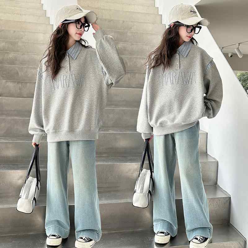 子供用トレーナー ガールズ 春秋 トップス 襟付き カジュアル 120cm 130cm 140cm 150cm 160cm 170cm 普段着 遊び着 運動着