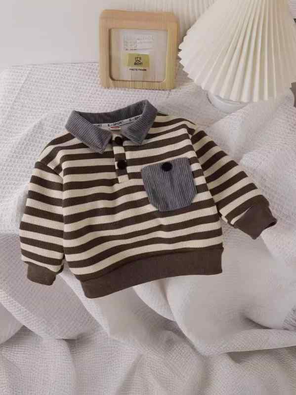 子供用トレーナー ベビー服 ポロネック スウェットシャツ 裏起毛 一体型フリース ニット 長袖トップス ..