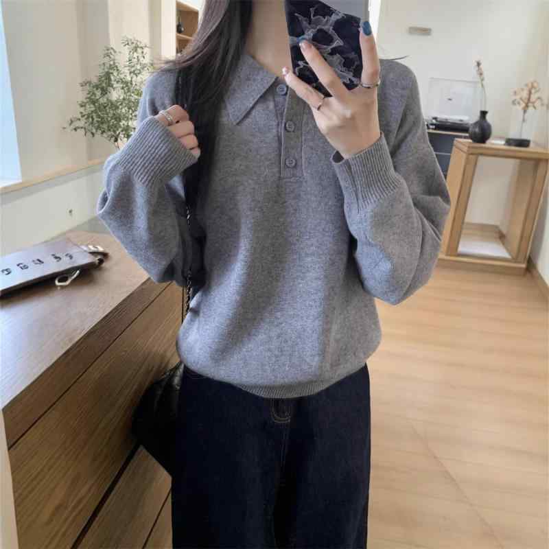 ニット レディース トップス 長袖 POLOネック プルオーバー 粘胶纤维 無地 通勤 カジュアル 普段使い ニットソー 春秋冬
