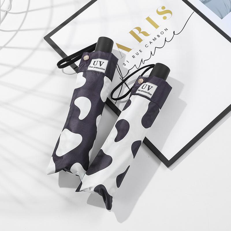 傘 レディース 日傘 雨傘 自動開閉 UVカット 遮光 軽量 紫外線対策 かわいい ミルク柄 黒 白