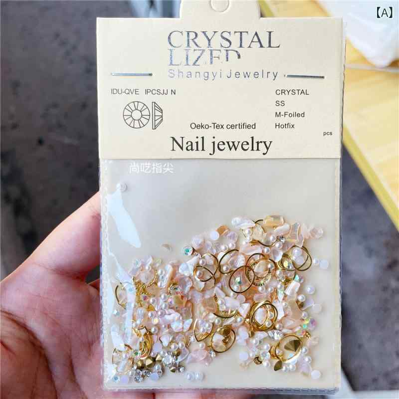 ネイルパーツ 韓国風 シェル 貝殻 貝殻パーツ パール ジルコニア スタッズ 混合 デコレーションパーツ ..