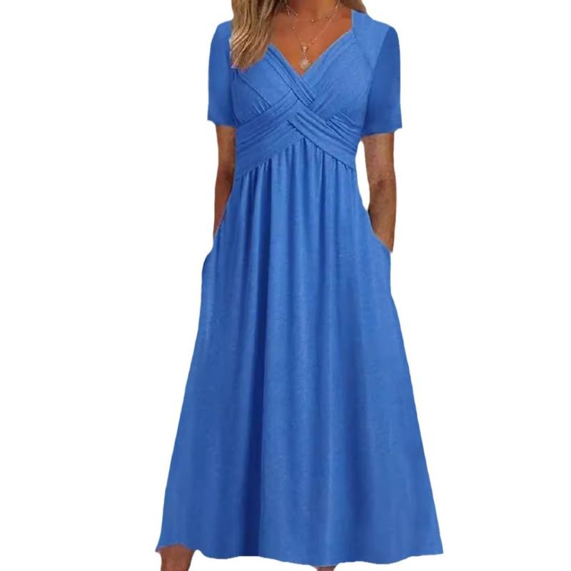 ワンピース レディース 傘スカート ひざ丈 ポリエステル 半袖 ラウンドネック 無地 ゆったり 膝丈 Aライン ブラック グレー