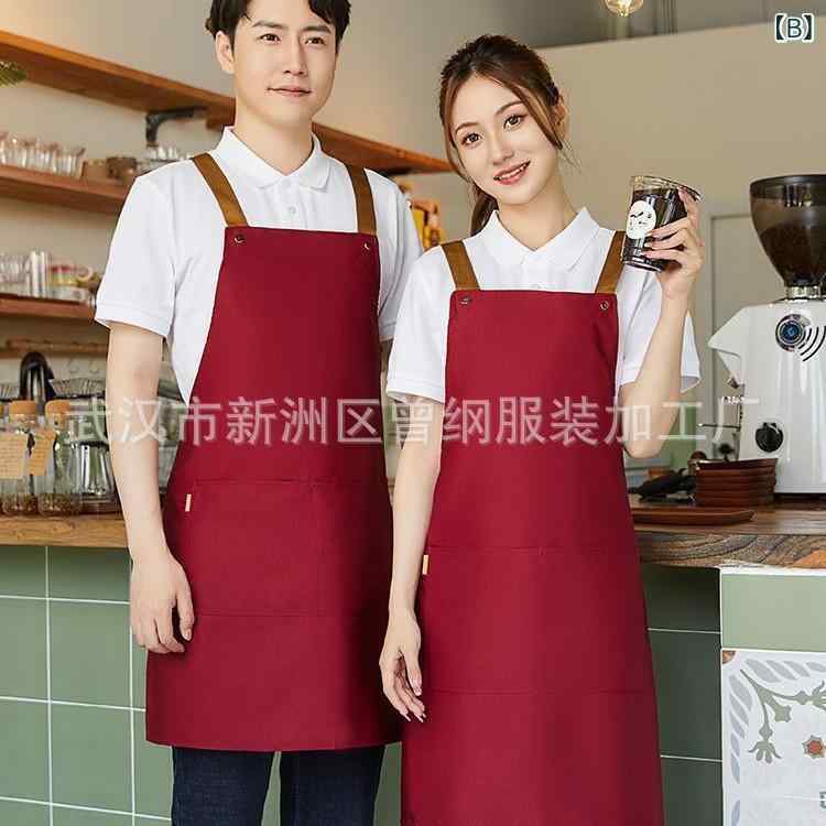 エプロン 男女兼用 防水 ワークエプロン 無地 カフェ 料理 DIY ガーデニング オレンジ レッド ネイビー..