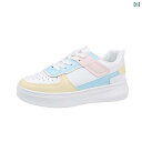 スニーカー レディース 厚底 韓国風 カジュアル シューズ ランニング 学生靴 バイカラー 配色 春夏 白 ピンク系