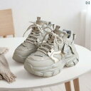 厚底スニーカー レディース 韓国ファッション 高帮 ダッドスニーカー ランニングシューズ 運動靴 カジュアル シューズ 厚底 灰色 黒色 春秋