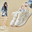 スニーカー レディース 厚底 運動靴 ランニングシューズ カジュアル ローカット ベージュ ピンク系 3cm〜5cm 身長アップ 普段使い