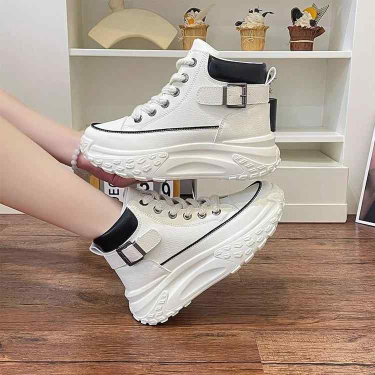 スニーカー レディース 厚底 運動靴 ランニングシューズ カジュアル ローカット 通気性 耐摩耗性 白 黒 赤 春夏秋冬(4)