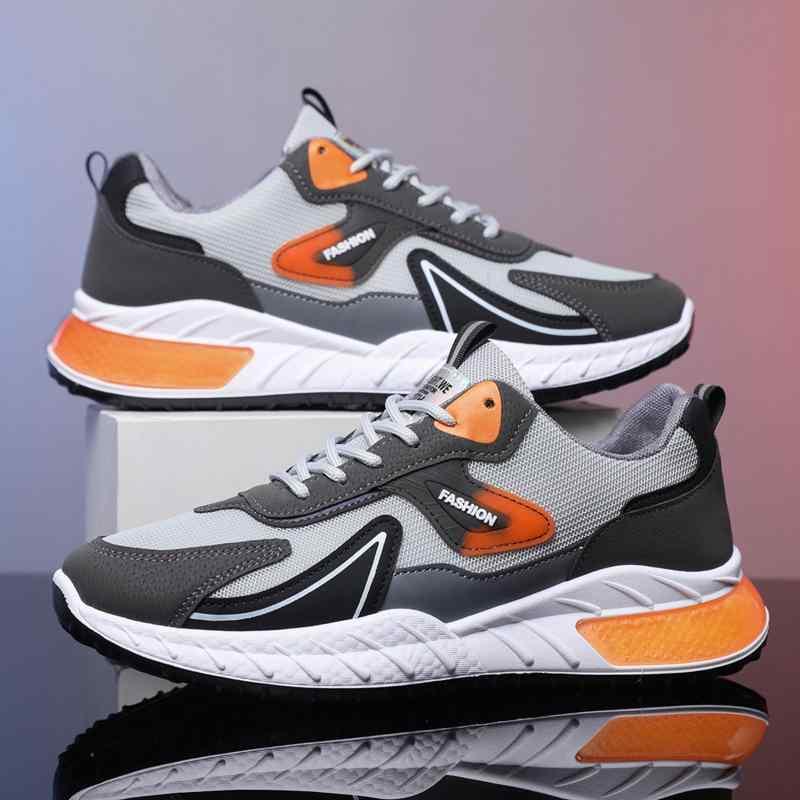 スニーカー メンズ 男性用 ランニングシューズ スポーツカジュアルシューズ メッシュ 運動靴 ローカット 通気性 ブラック オレンジ系 グレー グリーン系 春夏