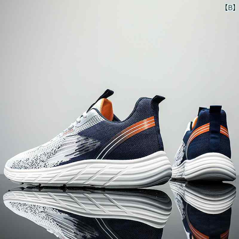 スニーカー メンズ 男性用 運動靴 ランニングシューズ スポーツシューズ 通気性 メッシュ ローカット 紐靴 普段使い カジュアル スタイル 白 月色 紺色