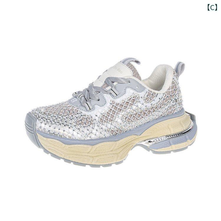 スニーカー レディース 厚底 ランニングシューズ スポーツシューズ 水钻 ウォーキングシューズ 運動靴 ..