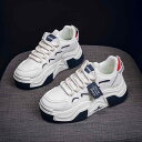 スニーカー レディース 厚底 ダッドスニーカー 韓国風 ランニングシューズ スポーツシューズ 学生 運動靴 合成皮革 ミドルヒール 3cm 4cm 5cm 紐靴...