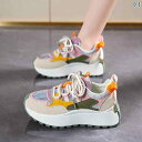 スニーカー レディース 厚底 運動靴 ランニングシューズ 通気性 メッシュ 紐靴 歩きやすい 普段使い パープル グリーン