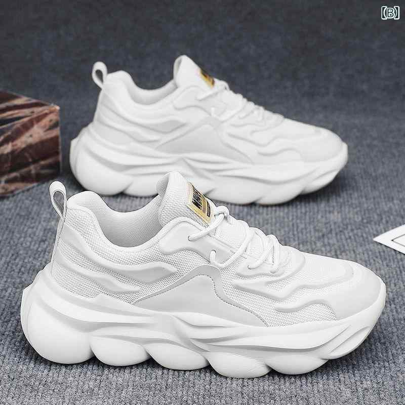 スニーカー メンズ 厚底 スポーツシューズ ランニングシューズ メッシュ 通気性 衝撃吸収 滑り止め 普段使い ローカット 黒 白