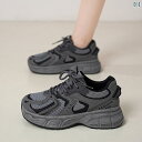 スニーカー レディース 厚底 ダッドスニーカー 韓国風 歩きやすい 通気性 スポーツ ランニングシューズ 疲れない 3cm 4cm 5cm 銀色 シルバー グレ...