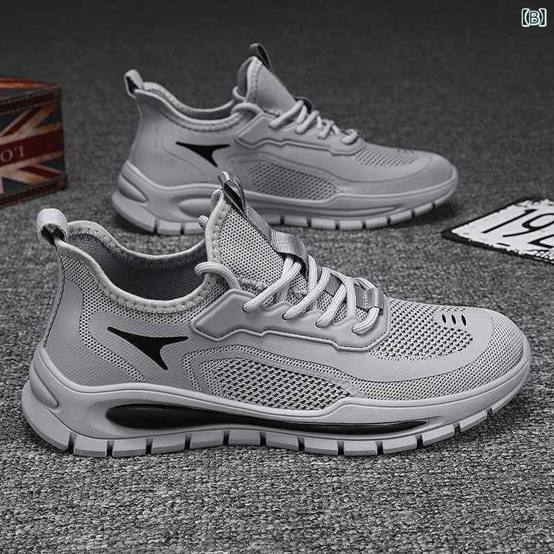 スニーカー メンズ 男性用 厚底 メッシュ 通気性 運動靴 スポーツシューズ ランニングシューズ 普段履き 街歩き 黒 ブラック グレー ベージュ