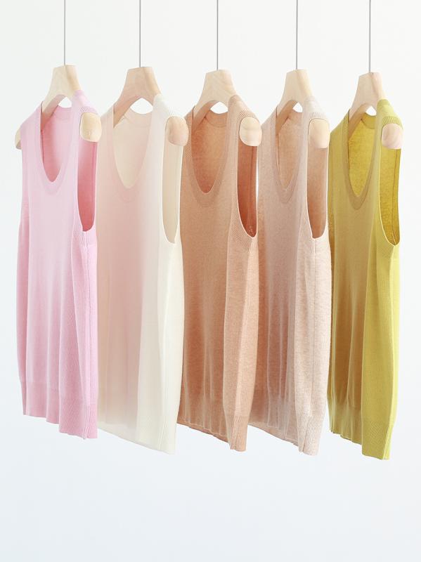 ニット レディース 秋冬 韓国風 ウール混紡 無地 レイヤード 重ね着 ベスト トップス ブラック 黒 ブラウン ベージュ ピンク系 グレー