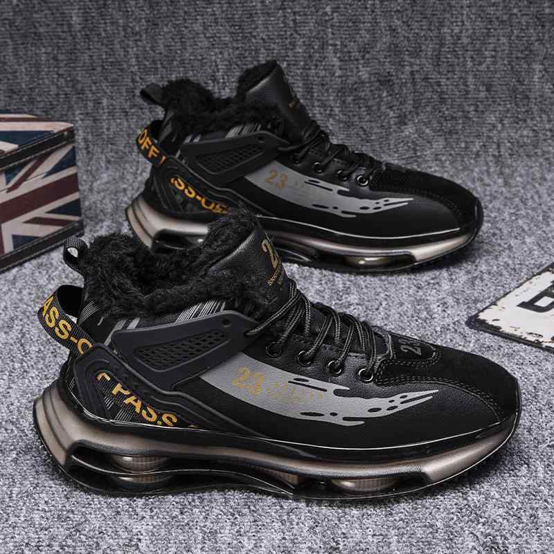 スニーカー メンズ 男性用 ランニングシューズ スポーツシューズ クッション性 通気性 合成皮革 運動靴 秋冬 黒 白