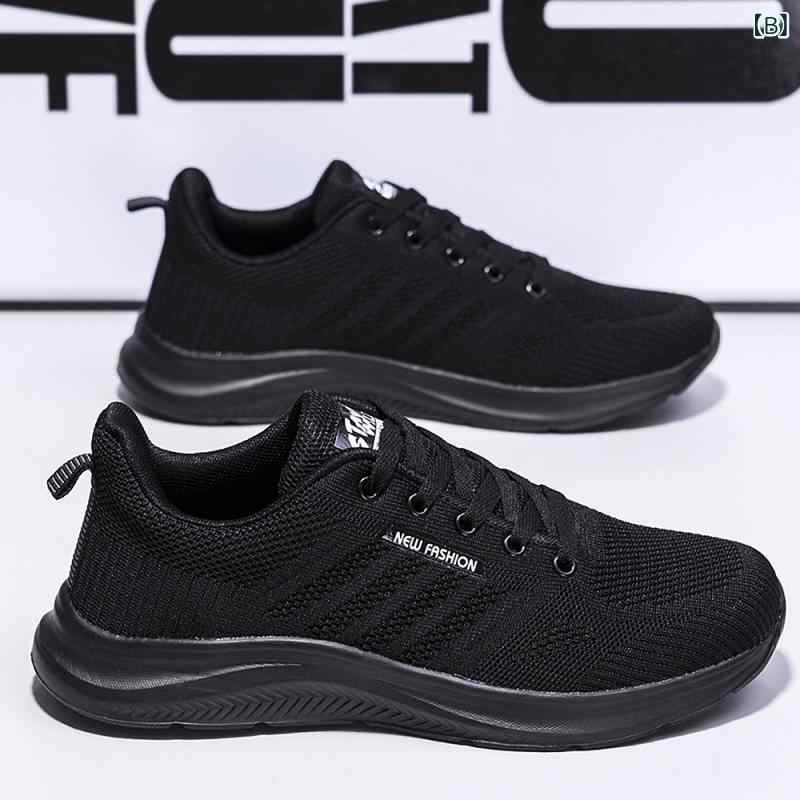 スニーカー 男女兼用 紐靴 運動靴 ランニングシューズ 軽量 通気性 メッシュ EVAソール ローカット スポーティー カジュアル 黒 白 灰色 ピンク系 春夏 秋冬
