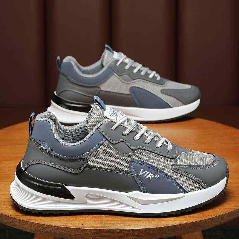 スニーカー メンズ 男性用 ランニングシューズ 厚底 運動靴 普段履き カジュアル メッシュ 春 灰色 黒