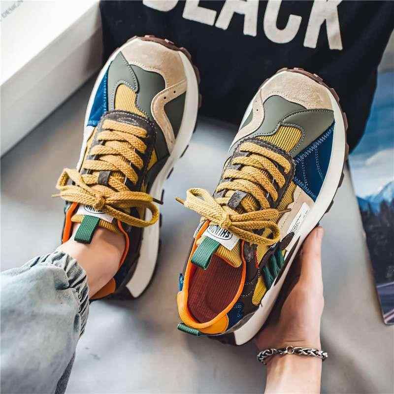 スニーカー メンズ 男性用 厚底 ローカット スポーツシューズ 普段使い 運動靴 ランニング ウォーキング 通気性 切り替え バイカラー カーキグリーン ホワイト