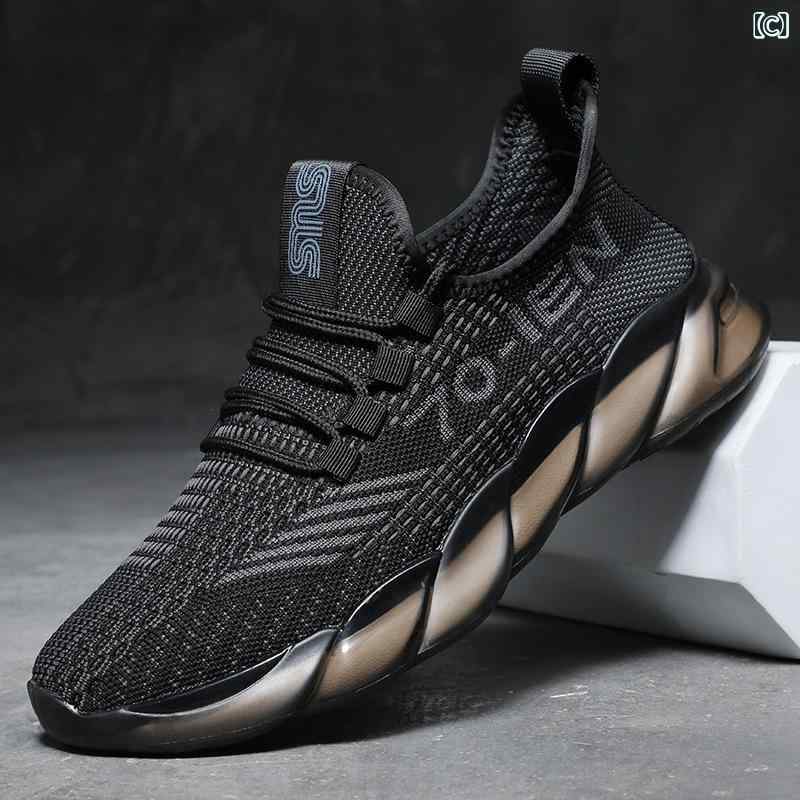 スニーカー メンズ 男性用 運動靴 ランニングシューズ 紐靴 ローカット 通気性 メッシュ 普段使い 黒 ブラック