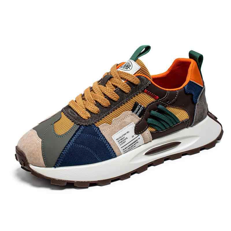 スニーカー メンズ 男性用 ローカット 運動靴 厚底 ランニングシューズ 普段使い 通気性 切り替え バイカラー カーキグリーン ホワイト