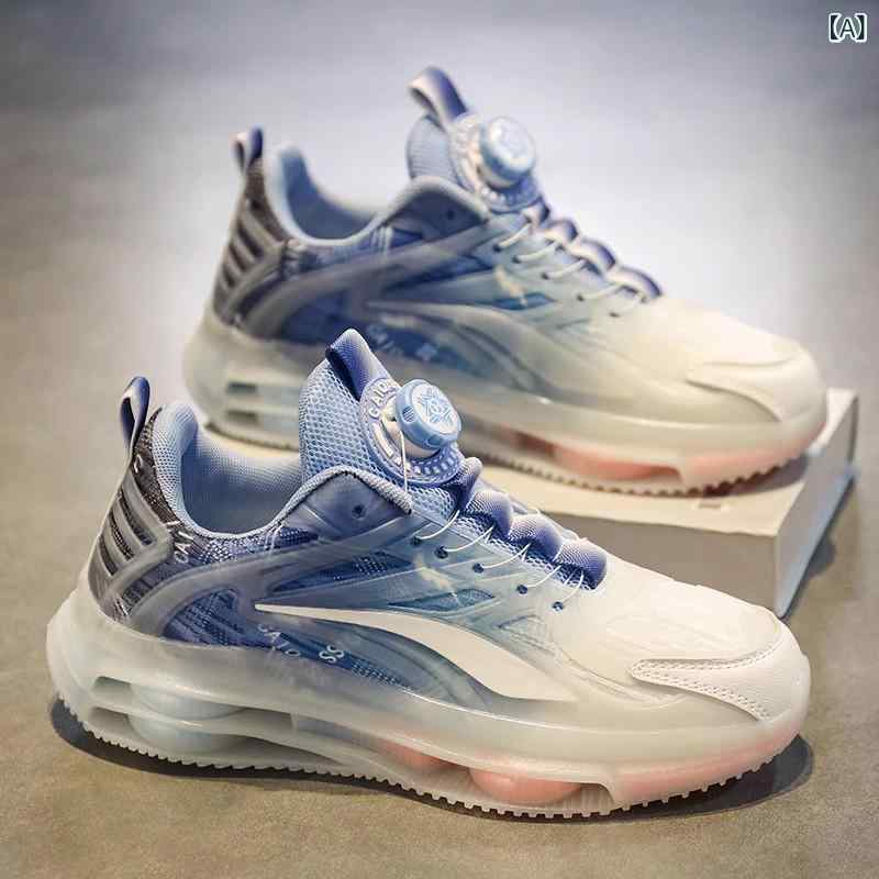 スニーカー メンズ 男性用 運動靴 スポーツシューズ ランニングシューズ 厚底 エアクッション 通気性 メッシュ 伸縮性 ローカット 普段使い アウトドア 春夏 秋冬 ブルー系 ブラック系