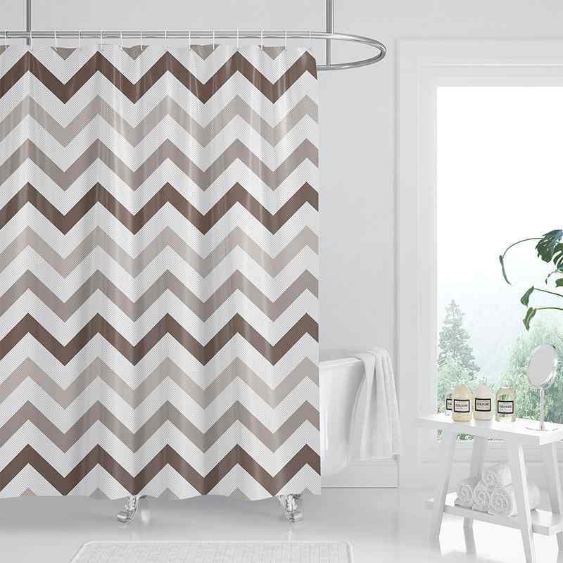 カーテン 防水 シャワーカーテン 北欧風 ウェーブ模様 ポリエステル 厚手 遮光 間仕切り カーテンリング付き(x2)