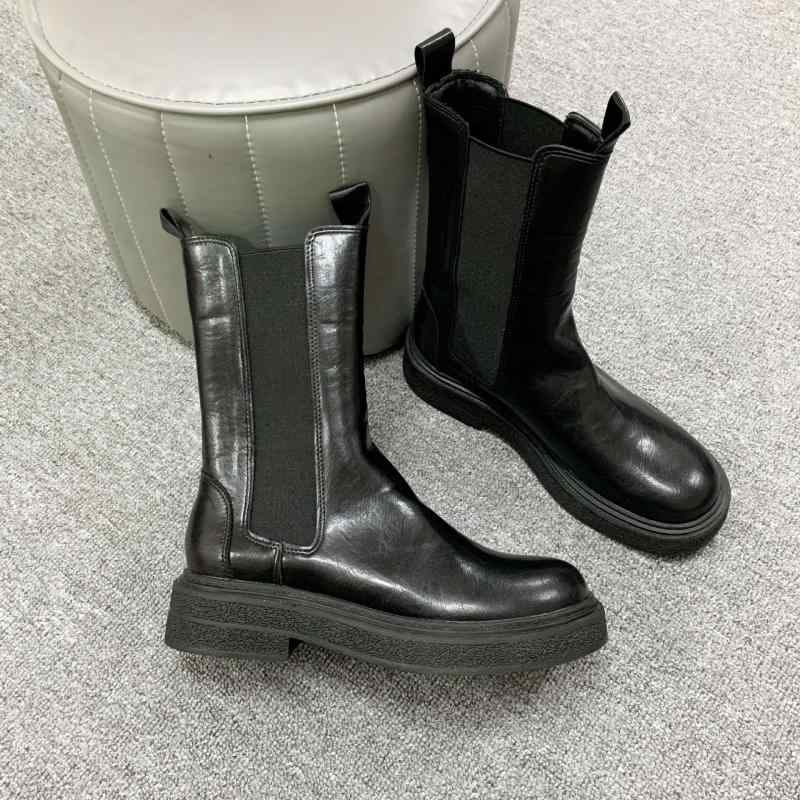 ブーツ レディース 厚底 ショートブーツ 本革 チェルシー 煙突型 秋冬 カジュアル かわいい 韓国風 牛..