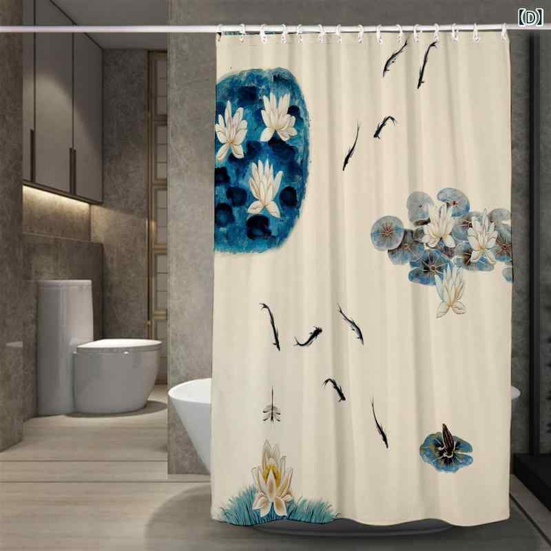 カーテン 防水 防カビ 中国風 古典柄 花柄 厚手 ポリエステル製 間仕切り シャワーカーテン バスカーテン