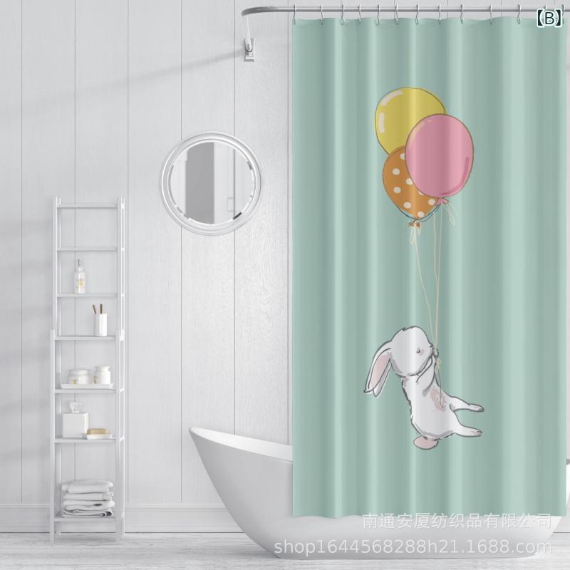 カーテン デジタルプリント バスルーム 間仕切り 遮光 防水 ポリエステル 手描き風 カートゥーン柄