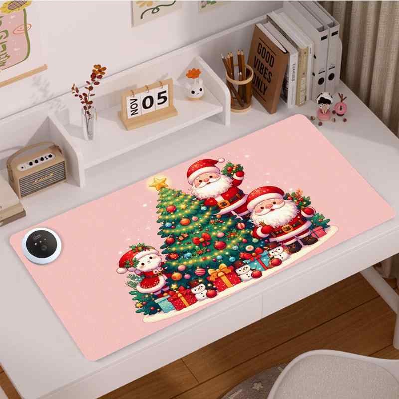 マウスパッド レディース メンズ レザー調 大型 ゲーミング オフィス 3段階温度調整 耐久 汚れ防止 クリスマス ギフト 猫柄 雪柄 トナカイ柄