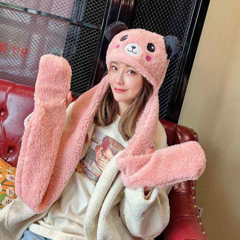 帽子 レディース ニット帽 ネックウォーマー 手袋 3点セット クマ耳付き 秋冬 防寒 保温 かわいい 学生..