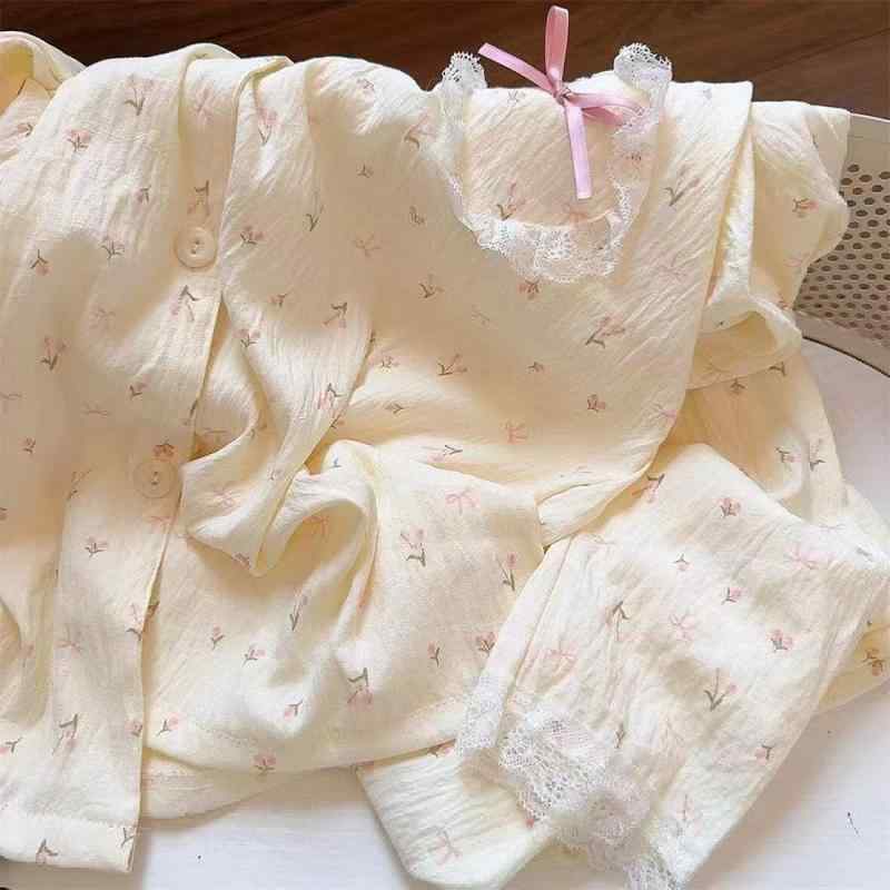 パジャマ レディース 春秋 長袖 長ズボン 上下セット 花柄 襟付き ルームウェア 部屋着 寝巻き 婦人服 普段使い 旅行 リラックス ウェア ポリエステル かわいい M L XL XXL