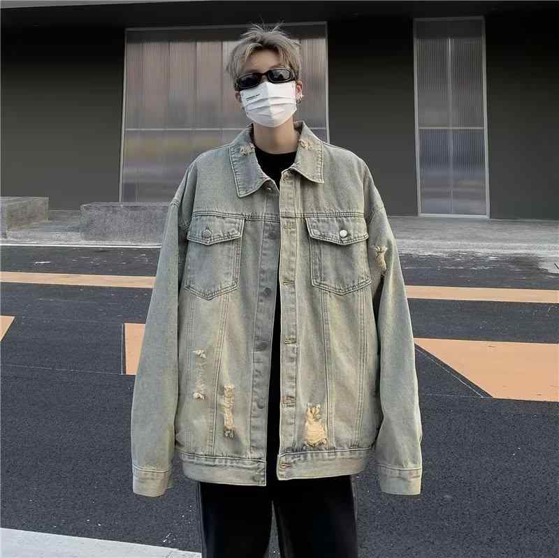 デニムジャケット メンズ レディース Gジャン ブルゾン ゆったり 男女兼用 スプリングコート ライトアウター トップス 韓国ファッション 春秋 ウォッシュ加工 ポケット付き カジュアル ストリート