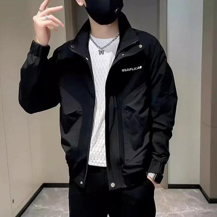 ジャケット メンズ 秋冬 ブルゾン ゆったり 韓国風 カジュアル ワーク 刺繡 トップス 長袖 春秋 ポリエ..