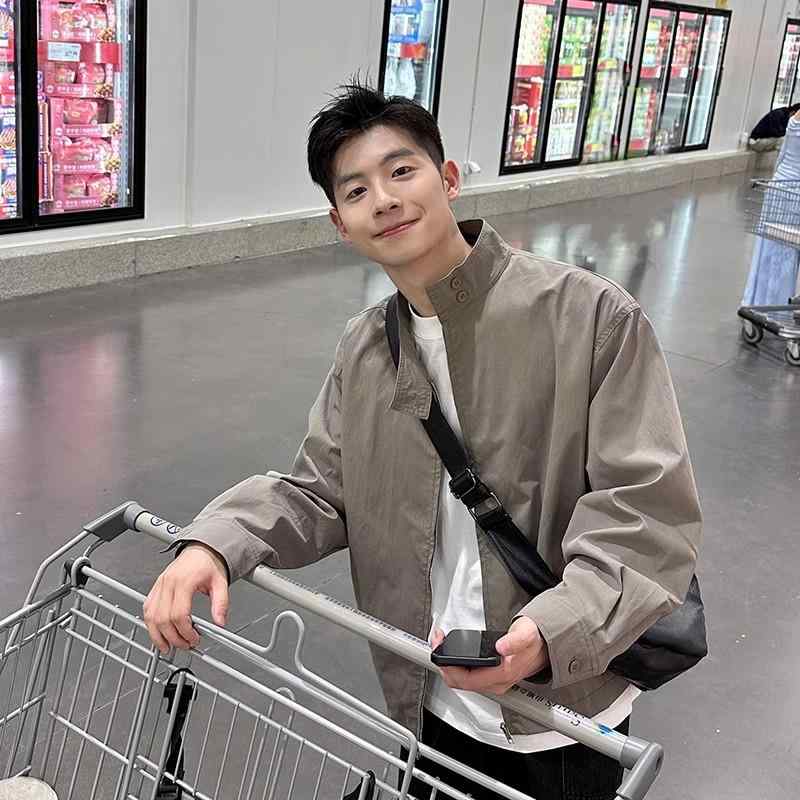 ジャケット メンズ 男性用 ライトグレー 春秋 韓国風 ゆったり カジュアル ストリート トップス アウタ..