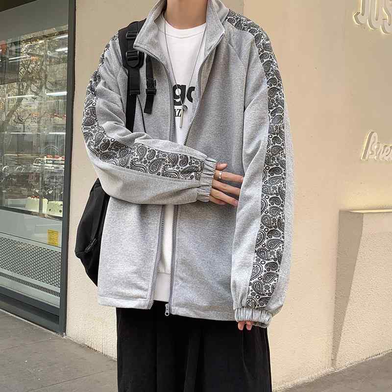 ジャケット メンズ 男性用 春秋 薄手 耐摩耗性 カシューナッツ柄 アウター ブルゾン ジャンパー ストリ..